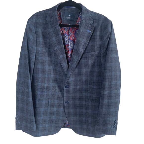 NEW Tailorbyrd 42R 1930 Collection Stretch Plaid Sport Coat Blazer Jacket Blue - Picture 1 of 13